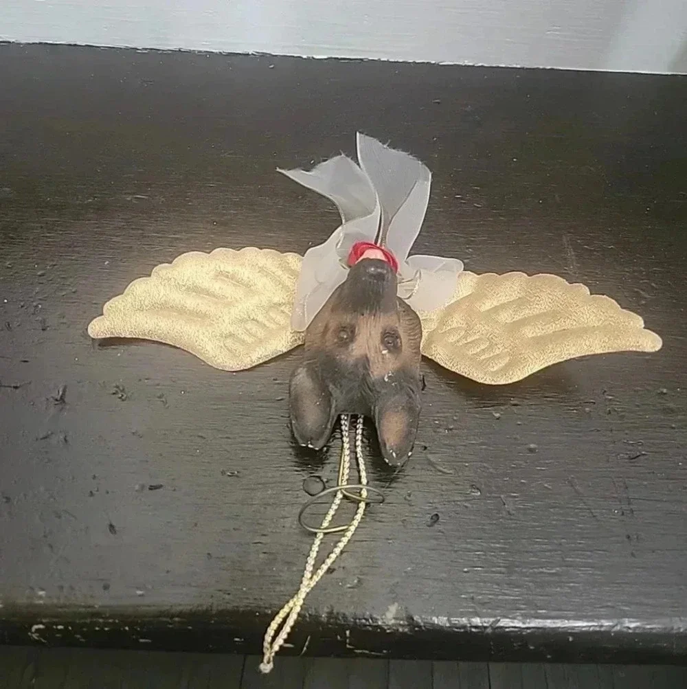 Vintage German Shepherd Dog Christmas Ornament Angel Figurine